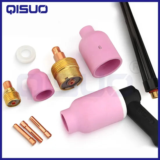 Wp9 TIG Welding Torch Consumable, TIG Torch Gas Diffuser, Ceramic Nozzle with Mesh Screen, Gas Guide