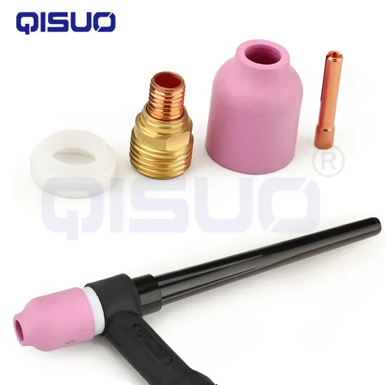 Wp9 TIG Welding Torch Consumable, TIG Torch Gas Diffuser, Ceramic Nozzle with Mesh Screen, Gas Guide