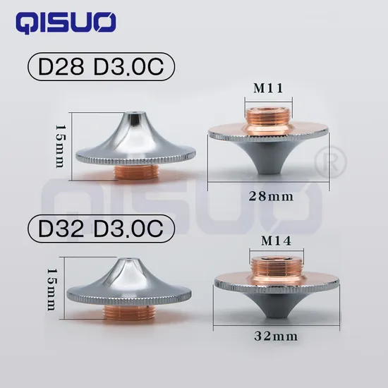 Laser Nozzle Hsg High Speed D28/D32 Double Layer D1.0e/D1.0e/D1.2e/D1.3e/D1.4e/D1.5e/D1.6e/D1.7e/D1.8e/D2.0e D2.5c/D3.0c
