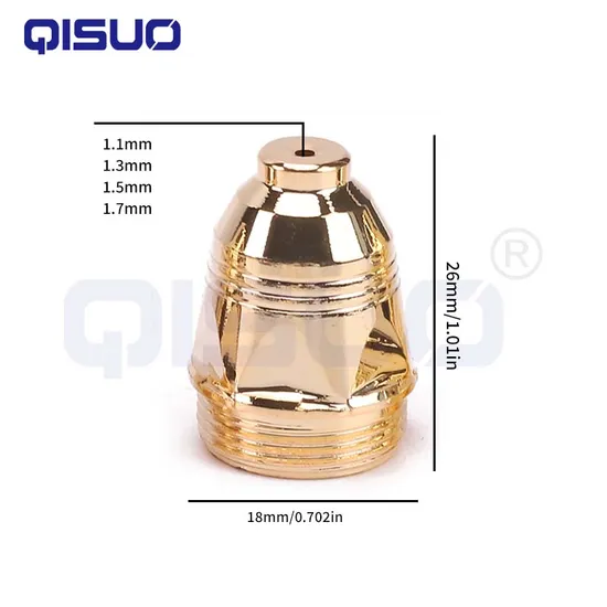 1.1/1.3/1.5/1.7mm 60A 80A 100A P80 Plasma Cutter Torch Consumable Golden Cutting Nozzle