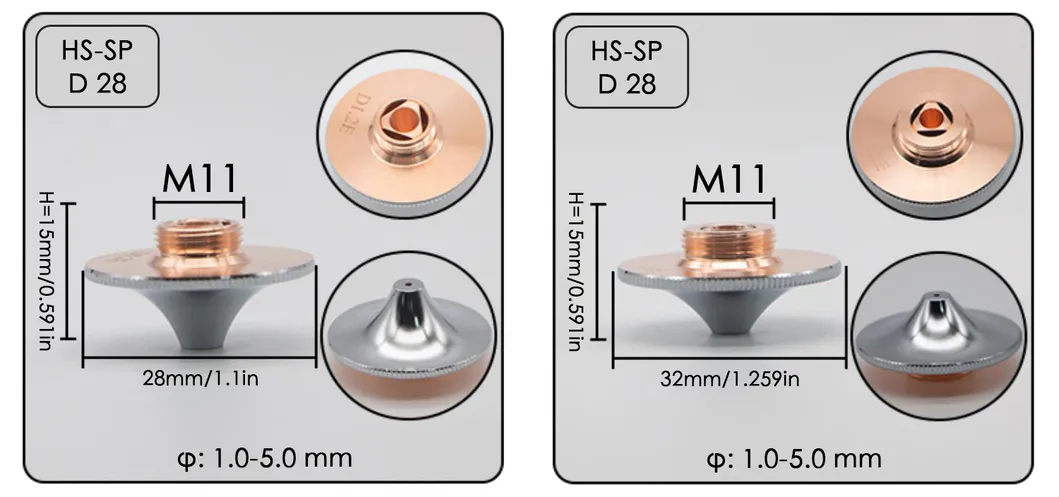 D28 H15 M11 Standard Laser Cutting Nozzle
